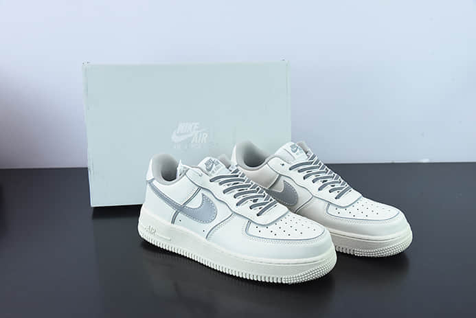 耐克Nike Air Force 1 Low 米白银空军一号3M反光低帮休闲板鞋纯原版本 货号:BQ8228-366