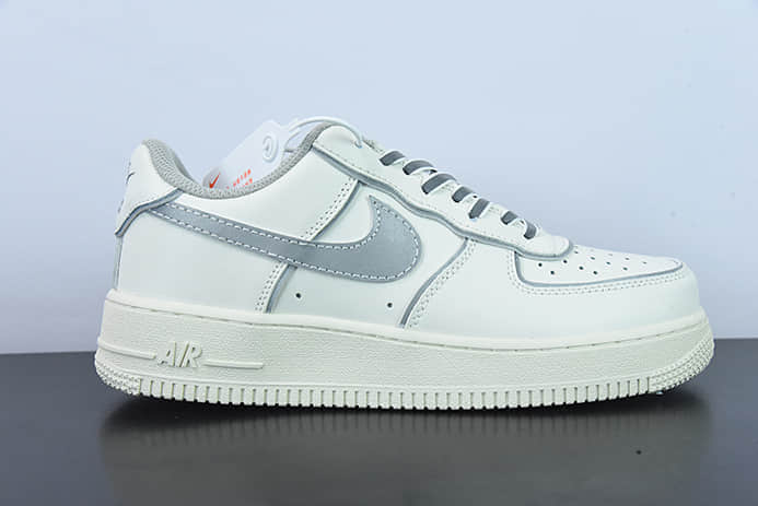 耐克Nike Air Force 1 Low 米白银空军一号3M反光低帮休闲板鞋纯原版本 货号:BQ8228-366