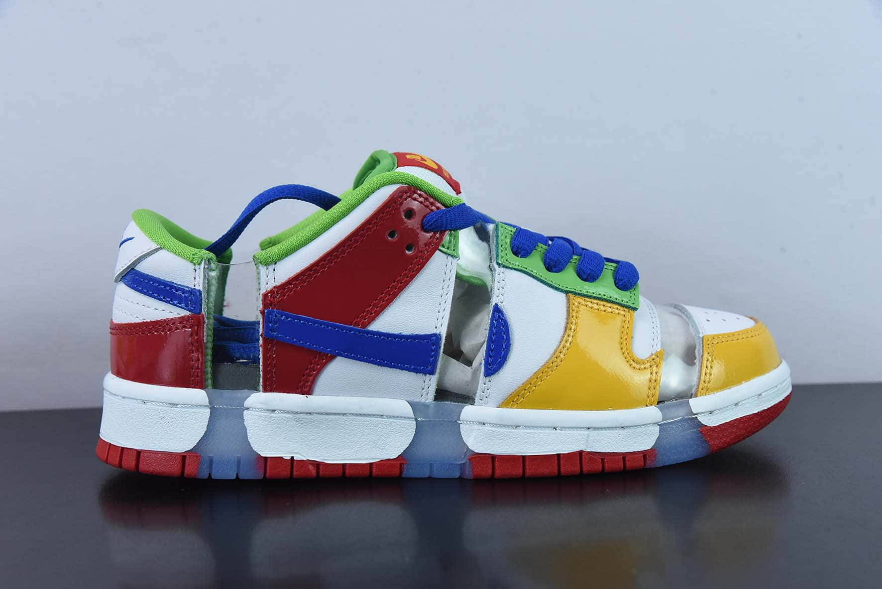 耐克Nike eBay x SB DunkLOW红白黄绿切断彩色镂空SB低帮滑板鞋纯原版本 货号：FD8777-100