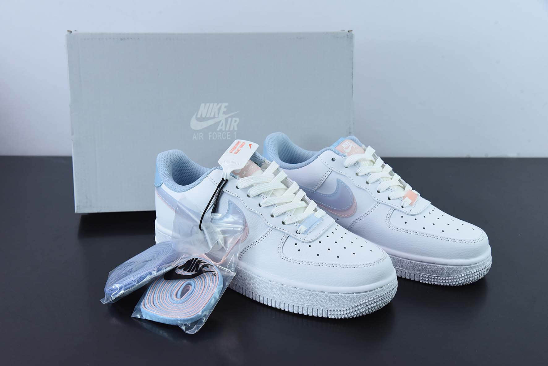 耐克Nike Air Force1 Low White pink blue “3D眼镜红蓝粉”空军一号低帮休闲板鞋纯原版本 货号:CW1574-100