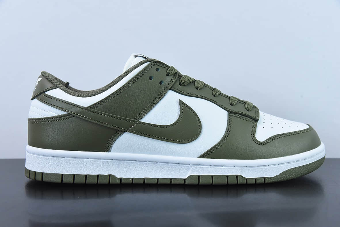 耐克Nike Dunk Low “Medium Olive” 白橄榄绿低帮休闲滑板鞋纯原版本 货号:DD1503-120