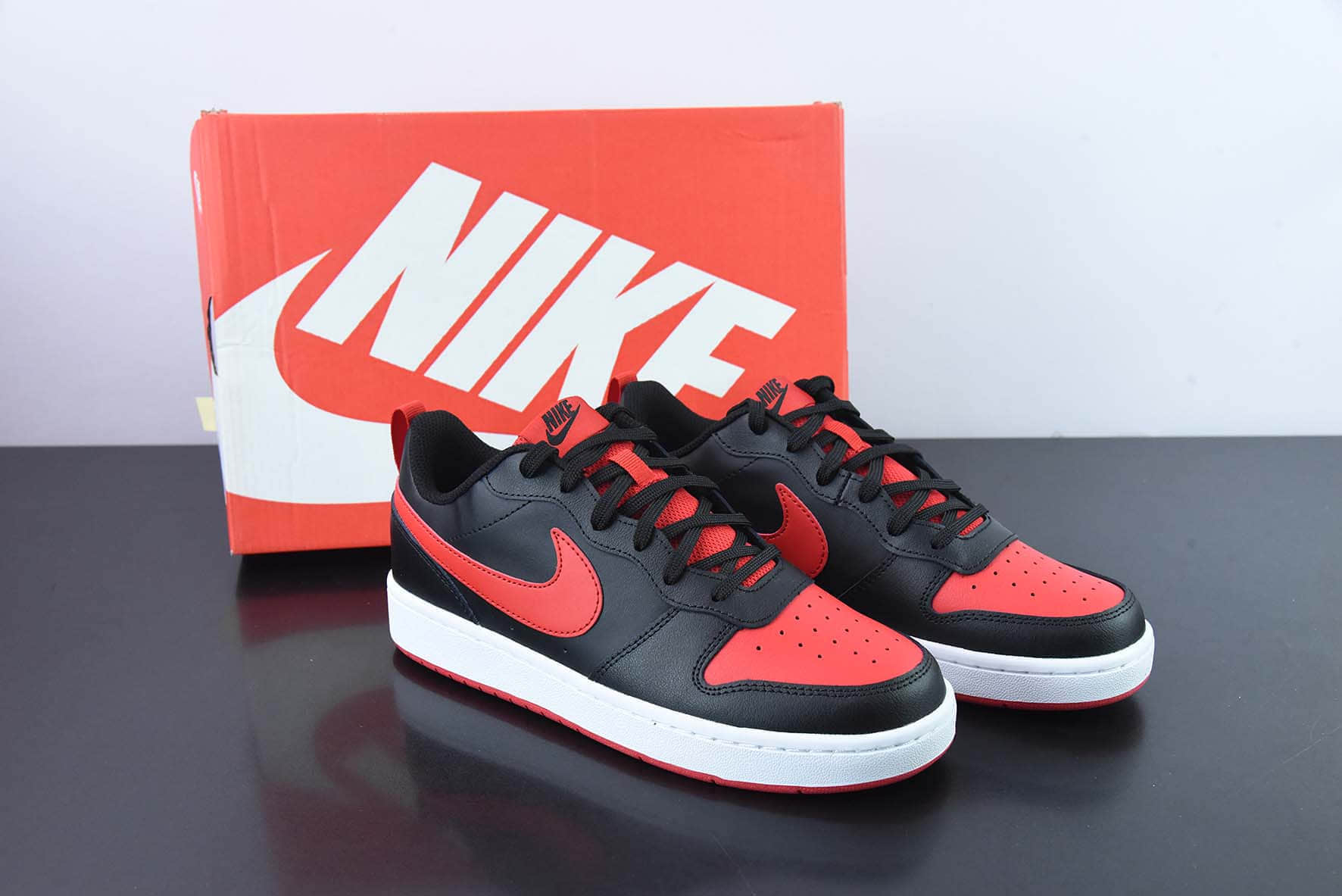 耐克Nike Court Borough Low 2 黑红低帮校园休闲板鞋纯原版本 货号：BQ5448-007