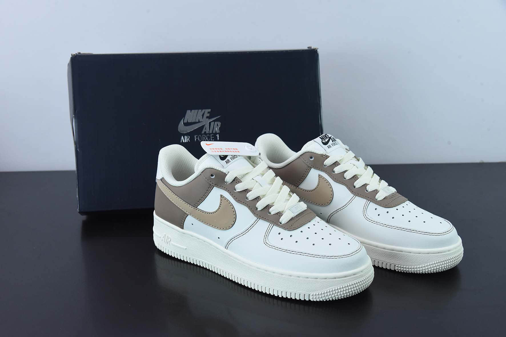 耐克Nike Air Force 1米白摩卡棕空军一号低帮运动休闲板鞋纯原版本 货号:DT0226-303