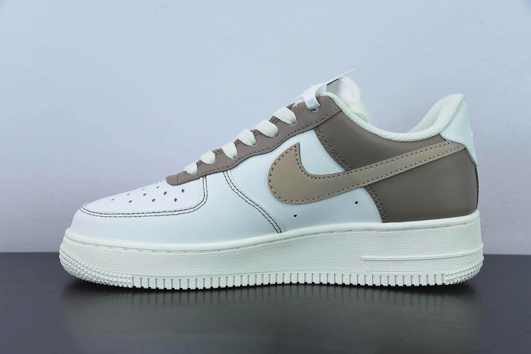 耐克Nike Air Force 1米白摩卡棕空军一号低帮运动休闲板鞋纯原版本 货号:DT0226-303