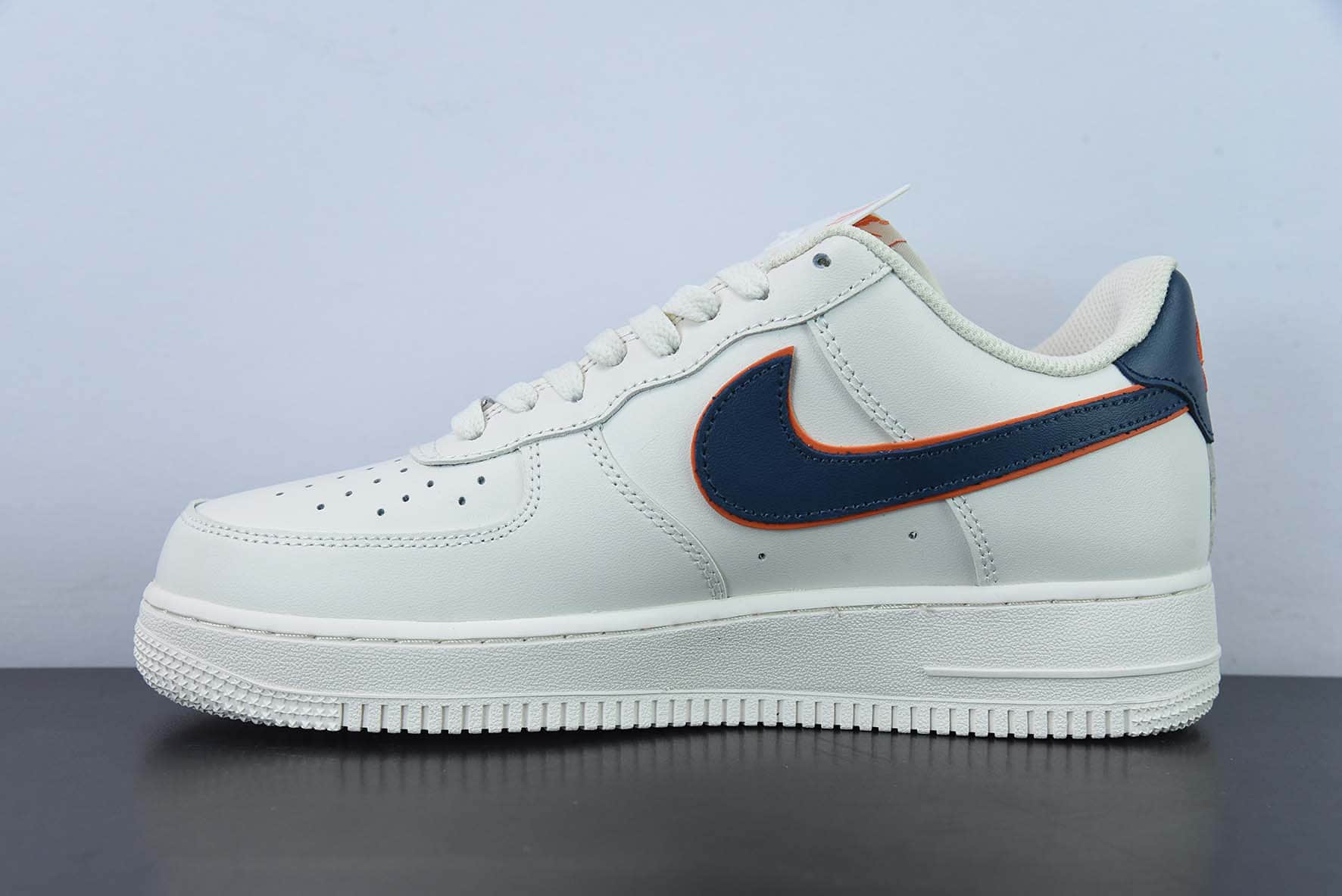 耐克Nike Air Force 1 '07 LowChina中国限定米黄白海军蓝橙空军一号低帮休闲板鞋纯原版本 货号:BS8871-101