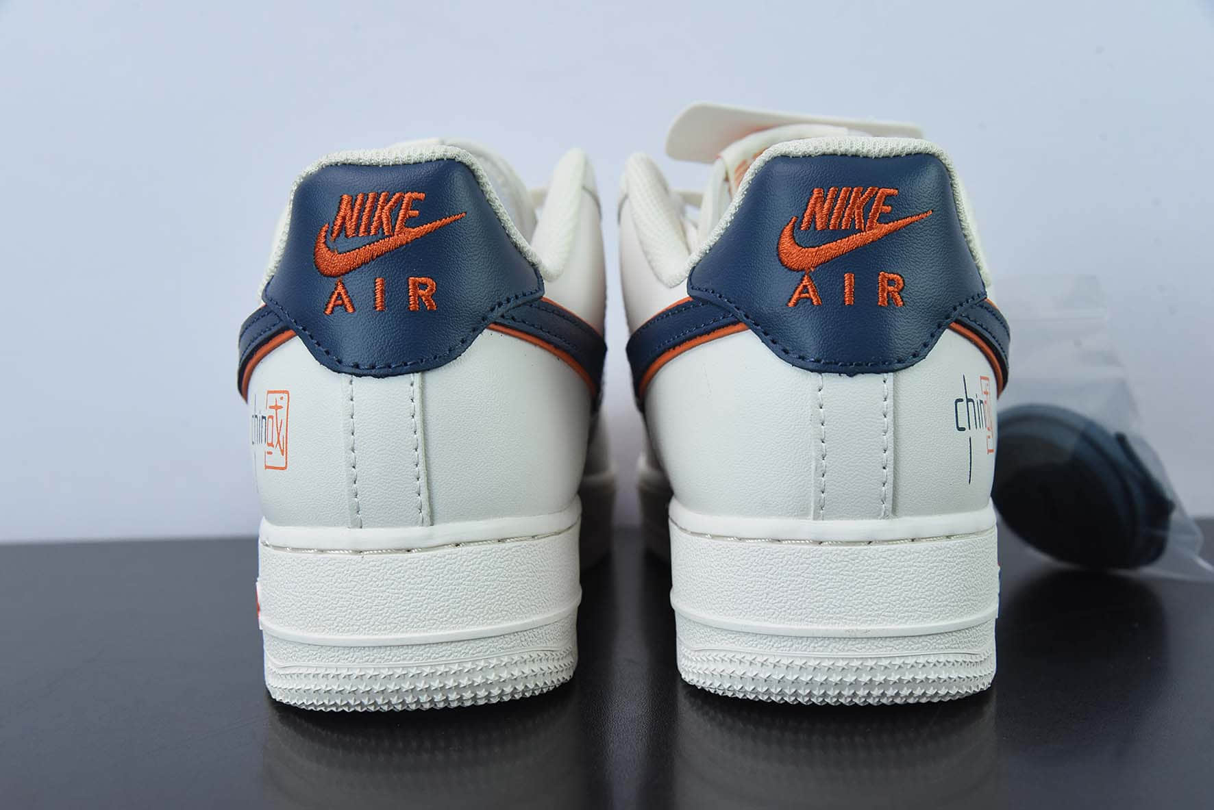 耐克Nike Air Force 1 '07 LowChina中国限定米黄白海军蓝橙空军一号低帮休闲板鞋纯原版本 货号:BS8871-101