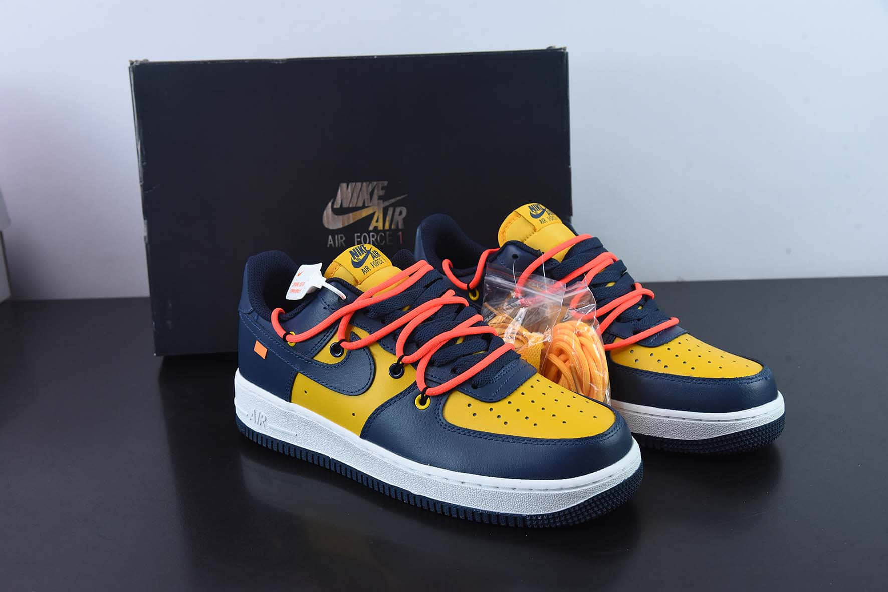 耐克Nike Air Force 1'07 Low 黄蓝绑带解构空军一号休闲运动板鞋纯原版本 货号:CV1724-116