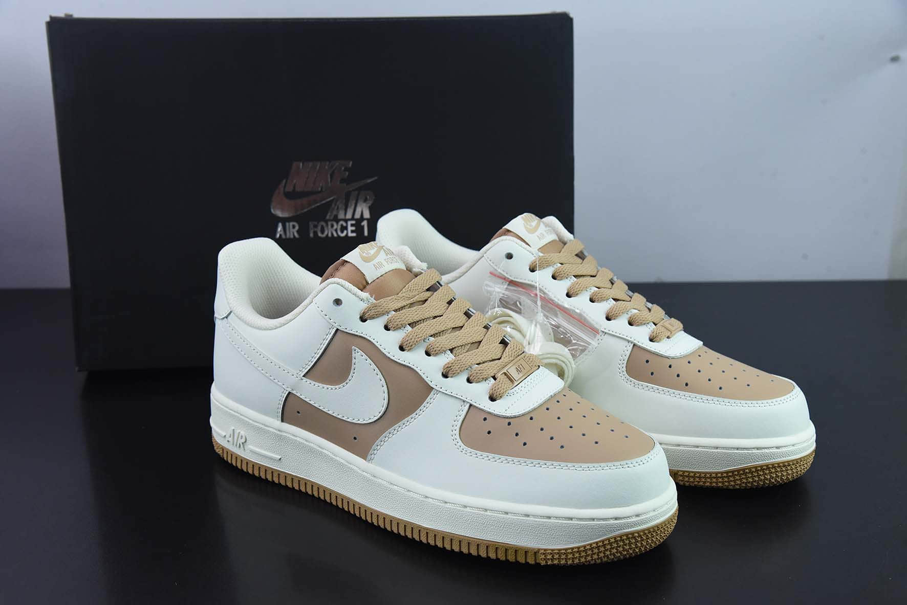 耐克Nike Air Force 1 Low ’07 奶油浅咖配色空军一号低帮休闲板鞋纯原版本 货号:PQ3369-281