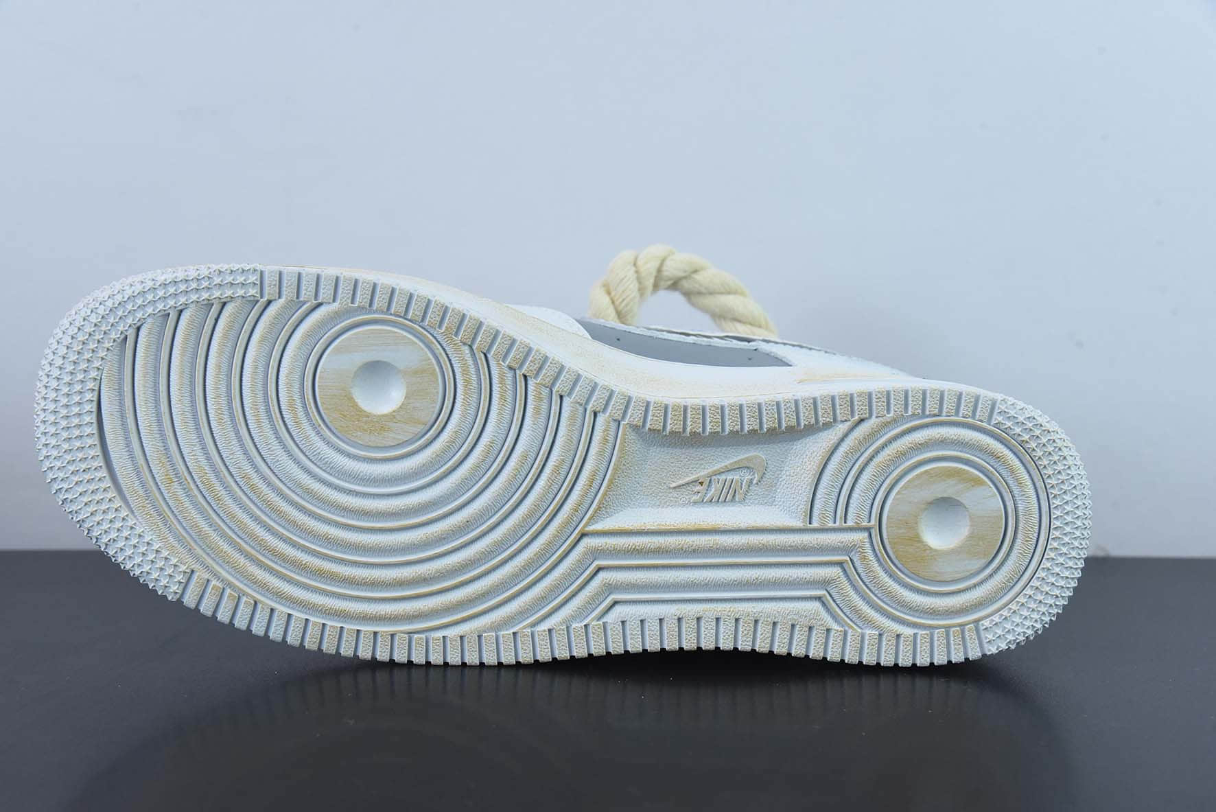 耐克Nike Air Force 1 07 LV8CrossSmile做旧白十字架黄笑脸粗绑绳空军一号低帮休闲板鞋纯原版本 货号:CW2288-111