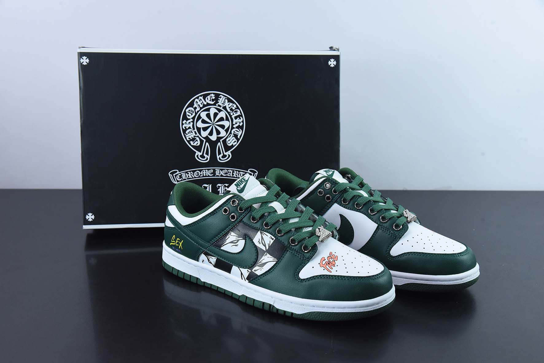 耐克Nike SB Dunk Low 白绿克罗心趣味涂鸦SB低帮休闲滑板鞋纯原版本 货号:DD1391-101