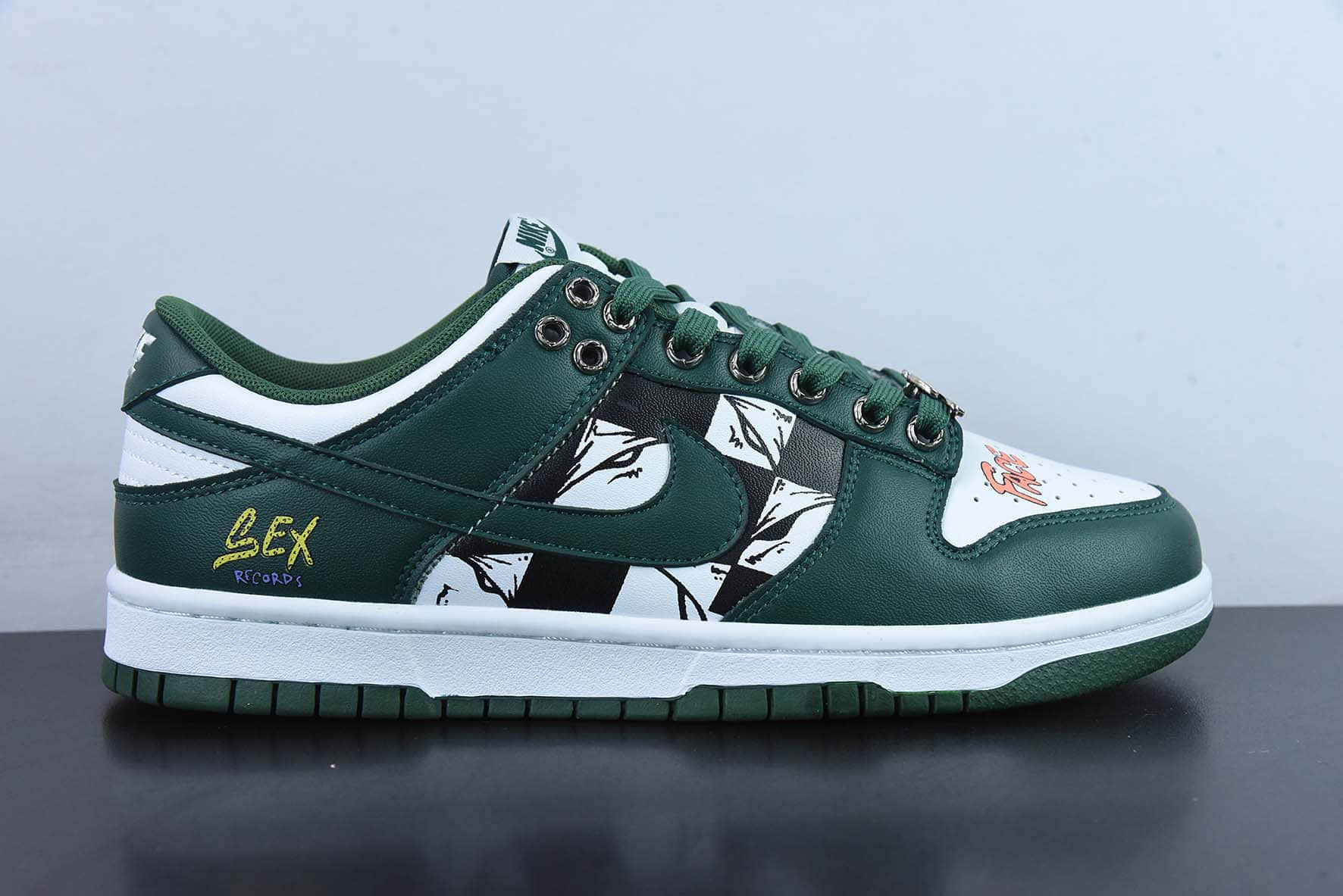 耐克Nike SB Dunk Low 白绿克罗心趣味涂鸦SB低帮休闲滑板鞋纯原版本 货号:DD1391-101