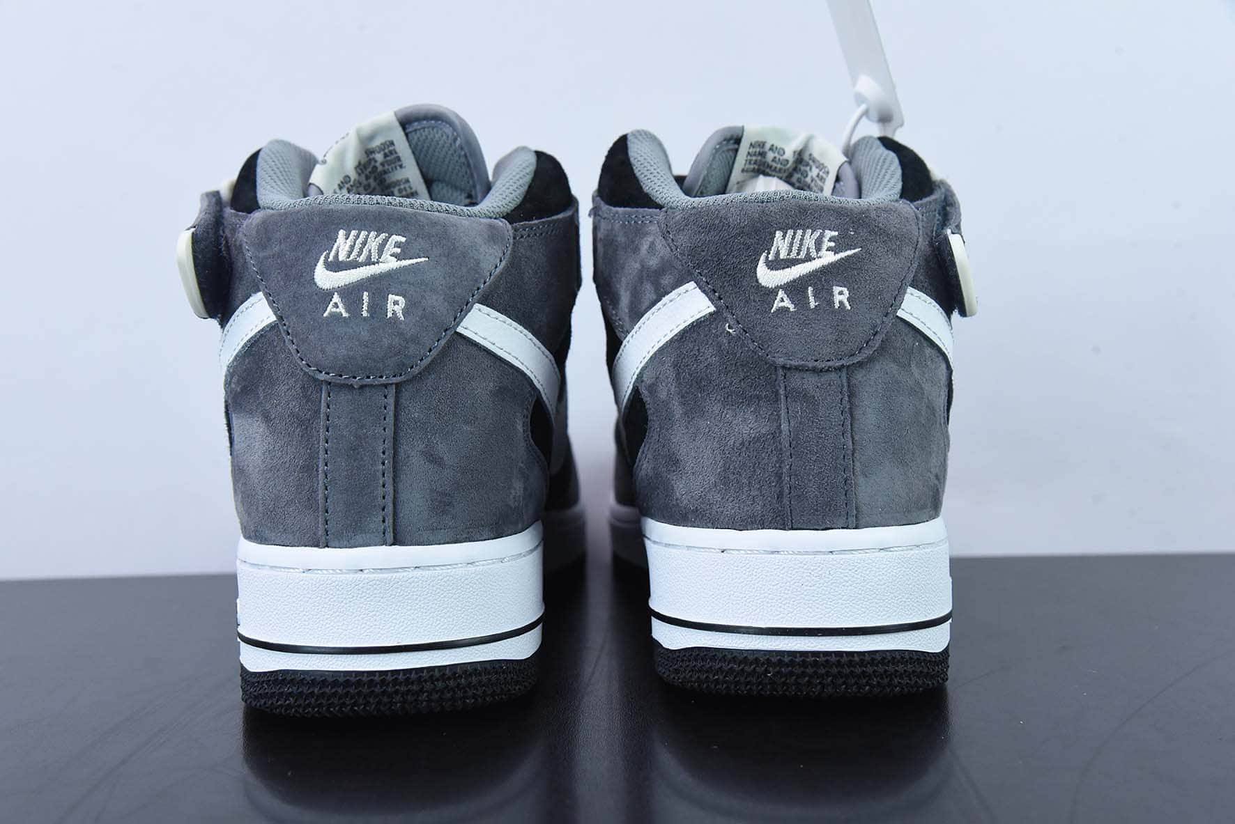 耐克Nike Air Force 1 MID ’07 麂皮暗黑灰配色空军一号中帮休闲板鞋纯原版本 货号:QT3369-996