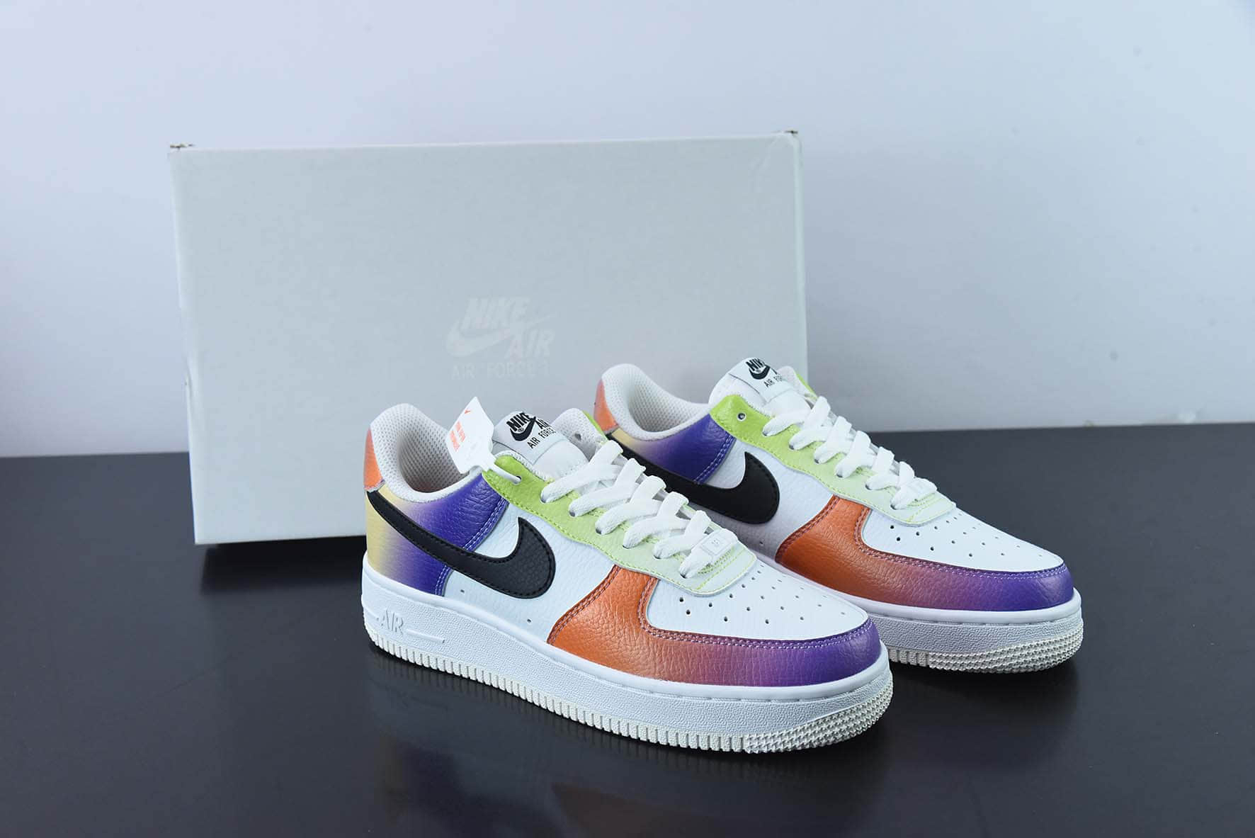 耐克Nike Air Force 1 '07 LowWhiteBlack-Bright Maroon皮革白黑渐变扎染空军一号经典百搭休闲运动板鞋纯原版本 货号:FD0801-100