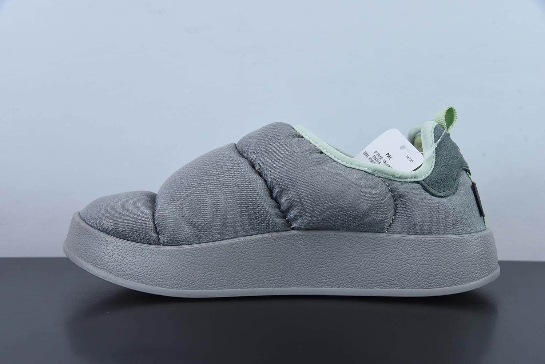 阿迪达斯Adidas Originals Puffylette 灰绿袜套面包鞋保暖一脚蹬板鞋纯原版本 货号:GW9482