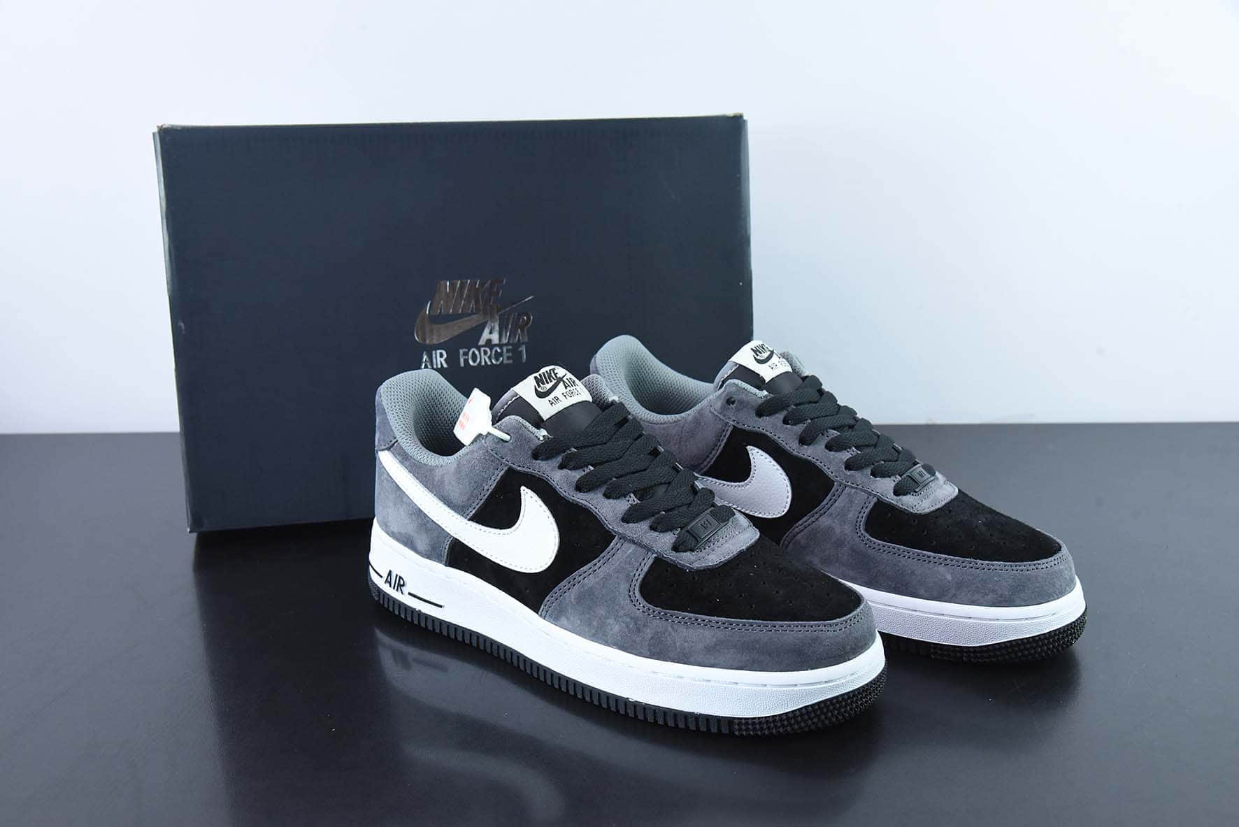 耐克Nike Air Force 1 Low ’07 麂皮黑灰配色空军一号低帮休闲板鞋纯原版本 货号:NT9966-336