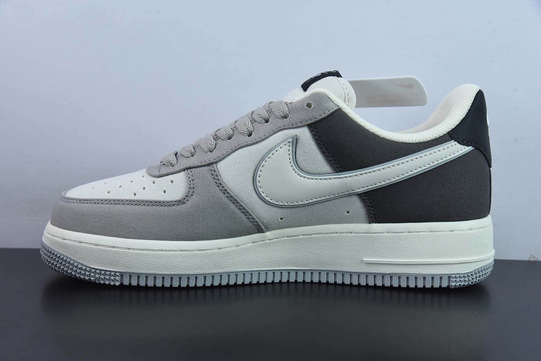 耐克NIke Air Force 1 '07 浅灰黑布面空军一号低帮休闲板鞋纯原版本 货号:DG2296-023