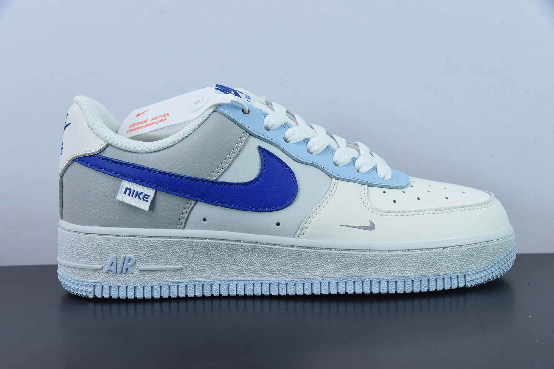 耐克Nike Air Force 1'07 Lowlvory Hyper Royal皮革米白蓝空军一号低帮休闲板鞋纯原版本 货号:FB1844-222