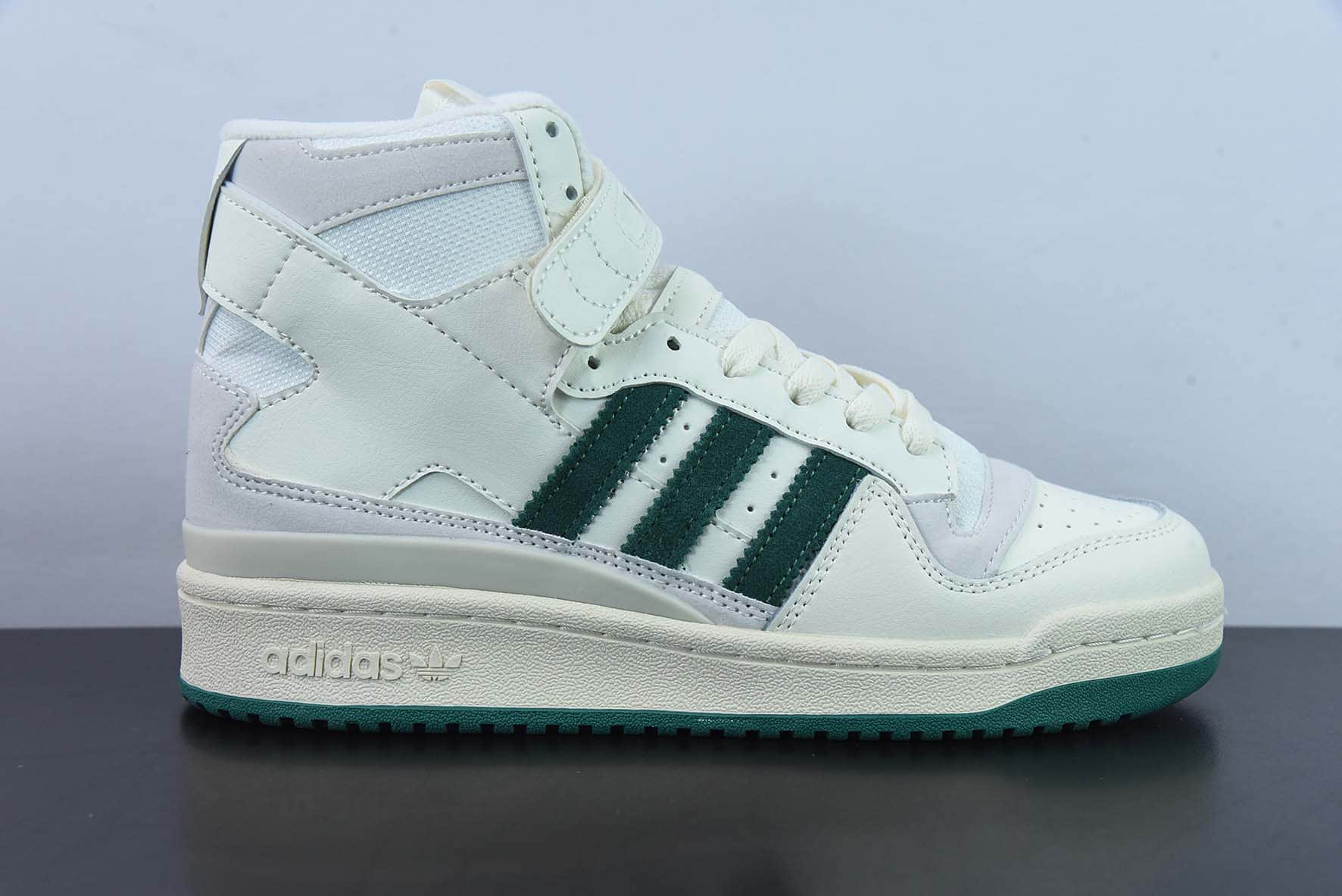 阿迪达斯Adidas Originals Forum 84 High 罗马系列皮革米白深绿魔术贴高帮复古系带百搭休闲运动板鞋纯原版本 货号:GX1519