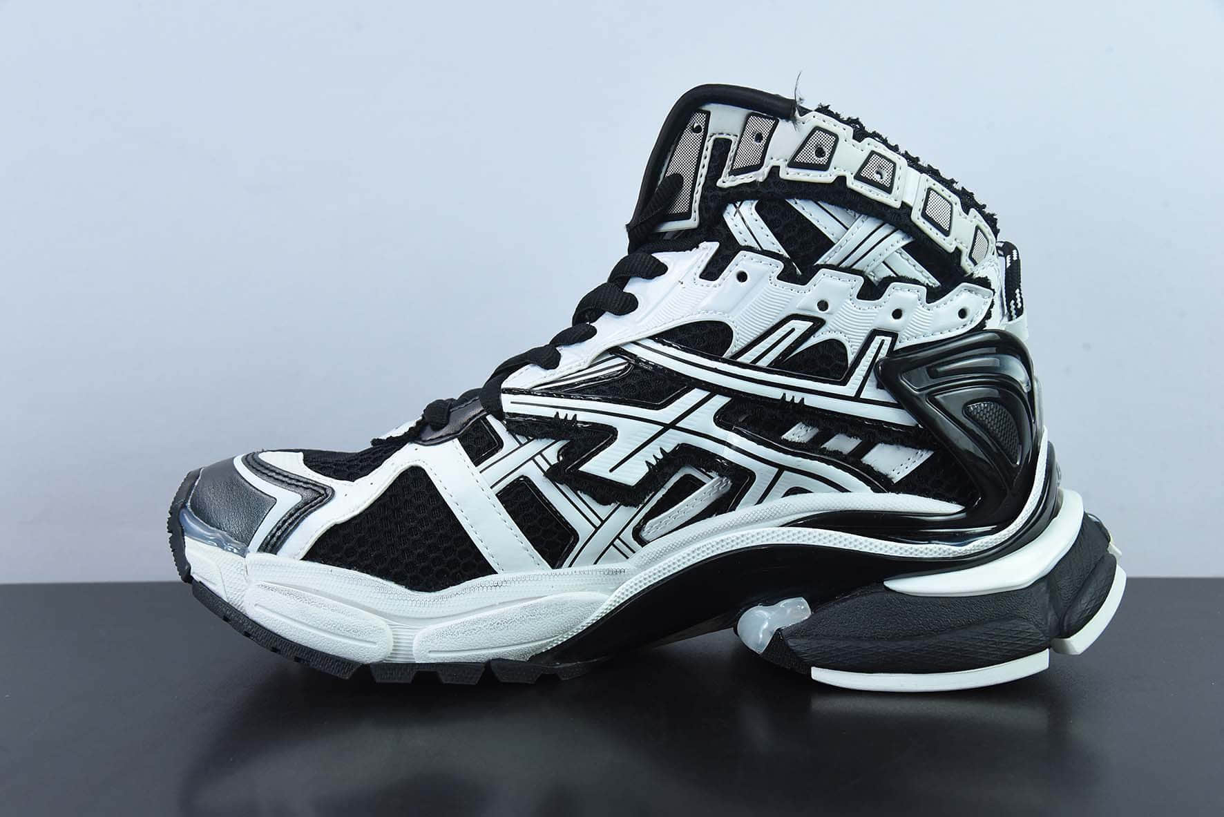 巴黎世家Balenciaga Runner Hightop 巴黎世家7.0黑白银高帮 22ss最新配色潮流复古老爹鞋纯原版本 货号：W3RH29010