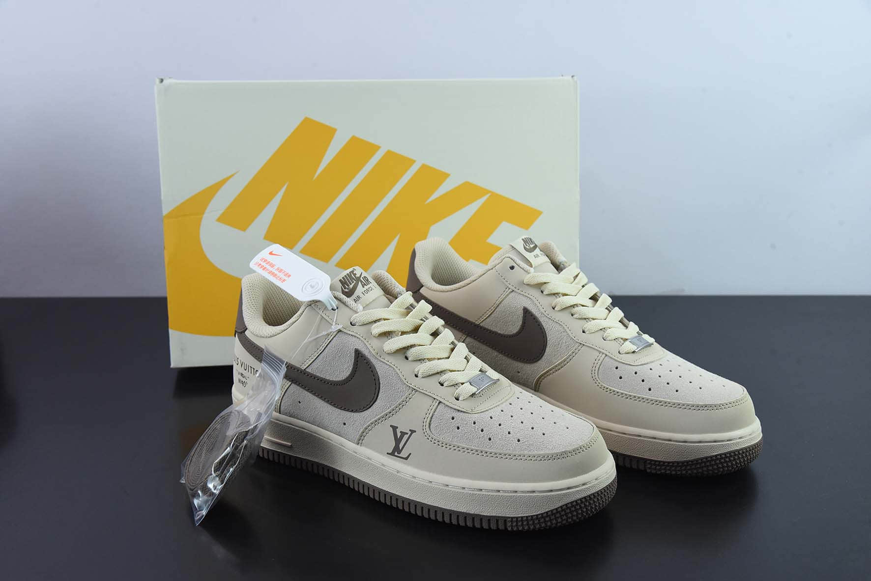 耐克NIke Air Force 1 AF1卡其棕 LV印花空军一号低帮休闲板鞋纯原版本 货号:BS6055-301