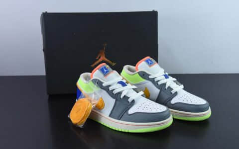 乔丹Air Jordan 1 Low AJ1 乔1漆皮白灰黄蓝拼色复古文化休闲运动板鞋纯原版本 货号:FB1835-181
