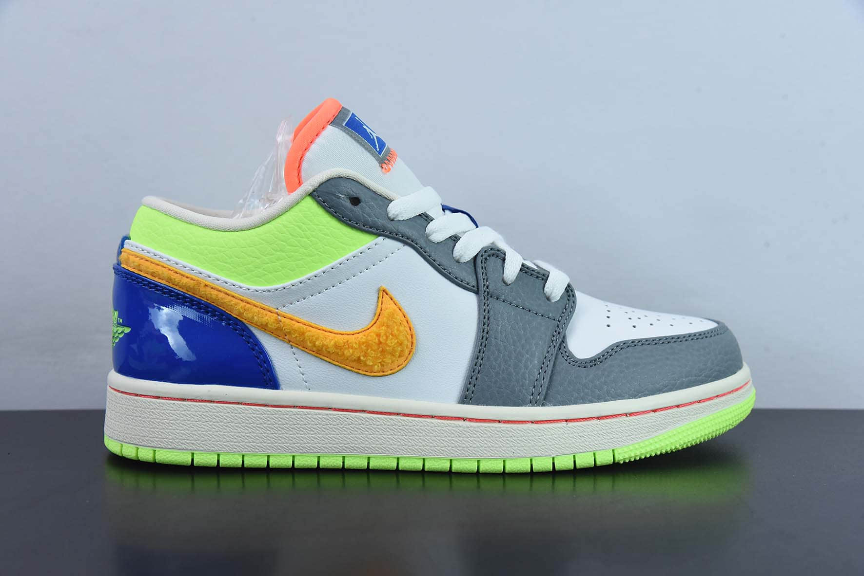乔丹Air Jordan 1 Low AJ1 乔1漆皮白灰黄蓝拼色复古文化休闲运动板鞋纯原版本 货号:FB1835-181
