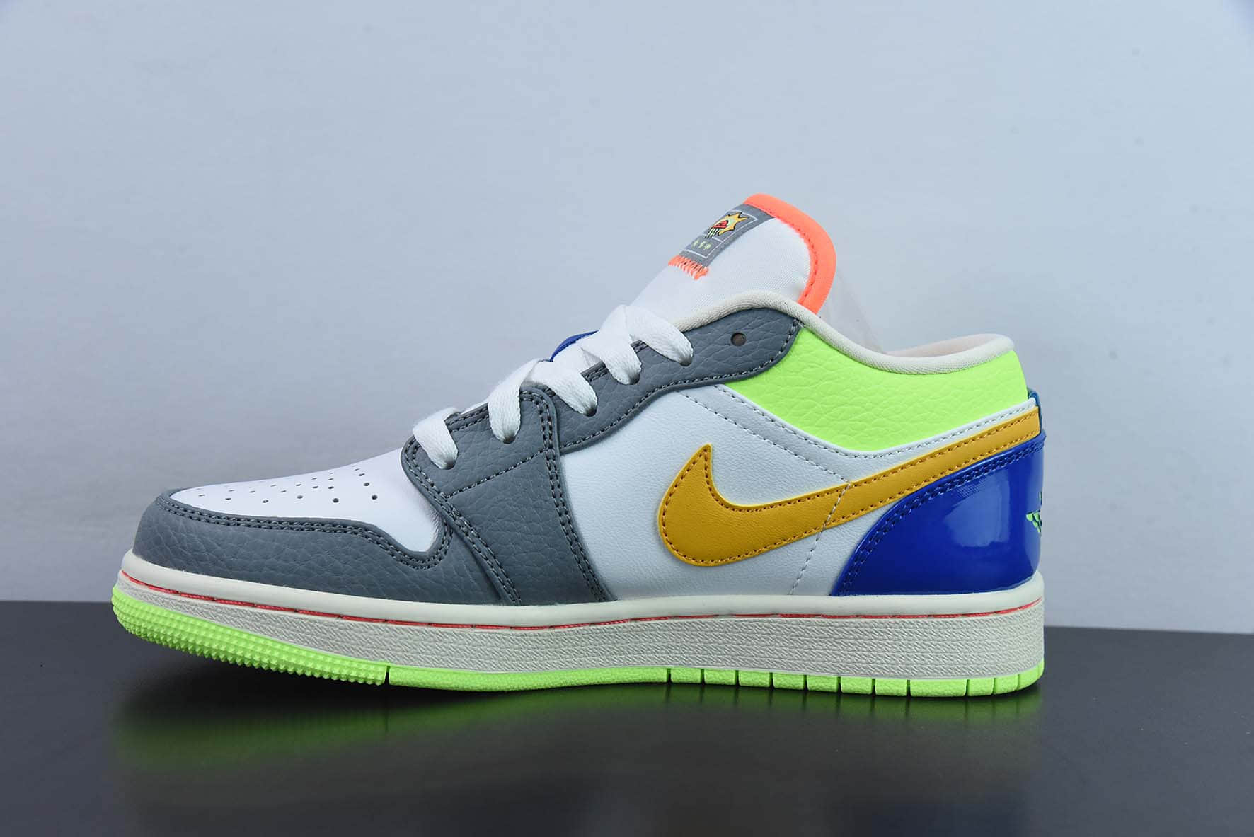 乔丹Air Jordan 1 Low AJ1 乔1漆皮白灰黄蓝拼色复古文化休闲运动板鞋纯原版本 货号:FB1835-181