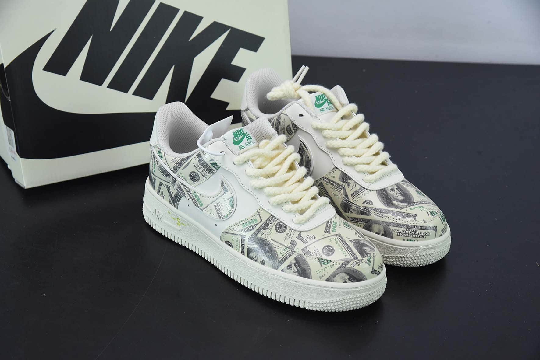 耐克Nike Air Force 1 07 LowUnited States DollarLV皮革米白美金空军一号低帮休闲板鞋纯原版本 货号:CW1188-555
