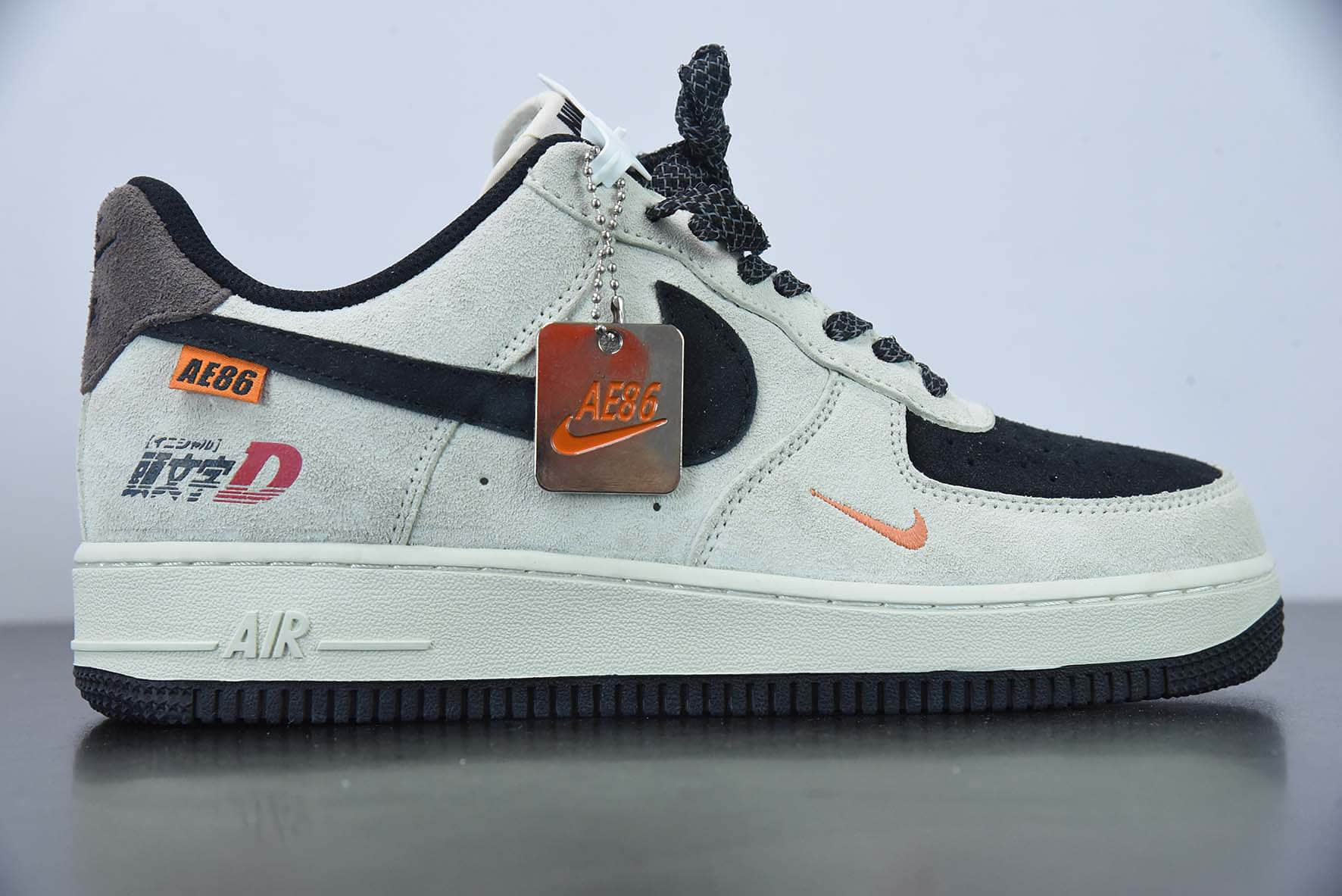 耐克Nike Air Force 1'07 Low 头文字D联名款麂皮黑灰空军一号低帮休闲板鞋纯原版本 货号：BS9055-801