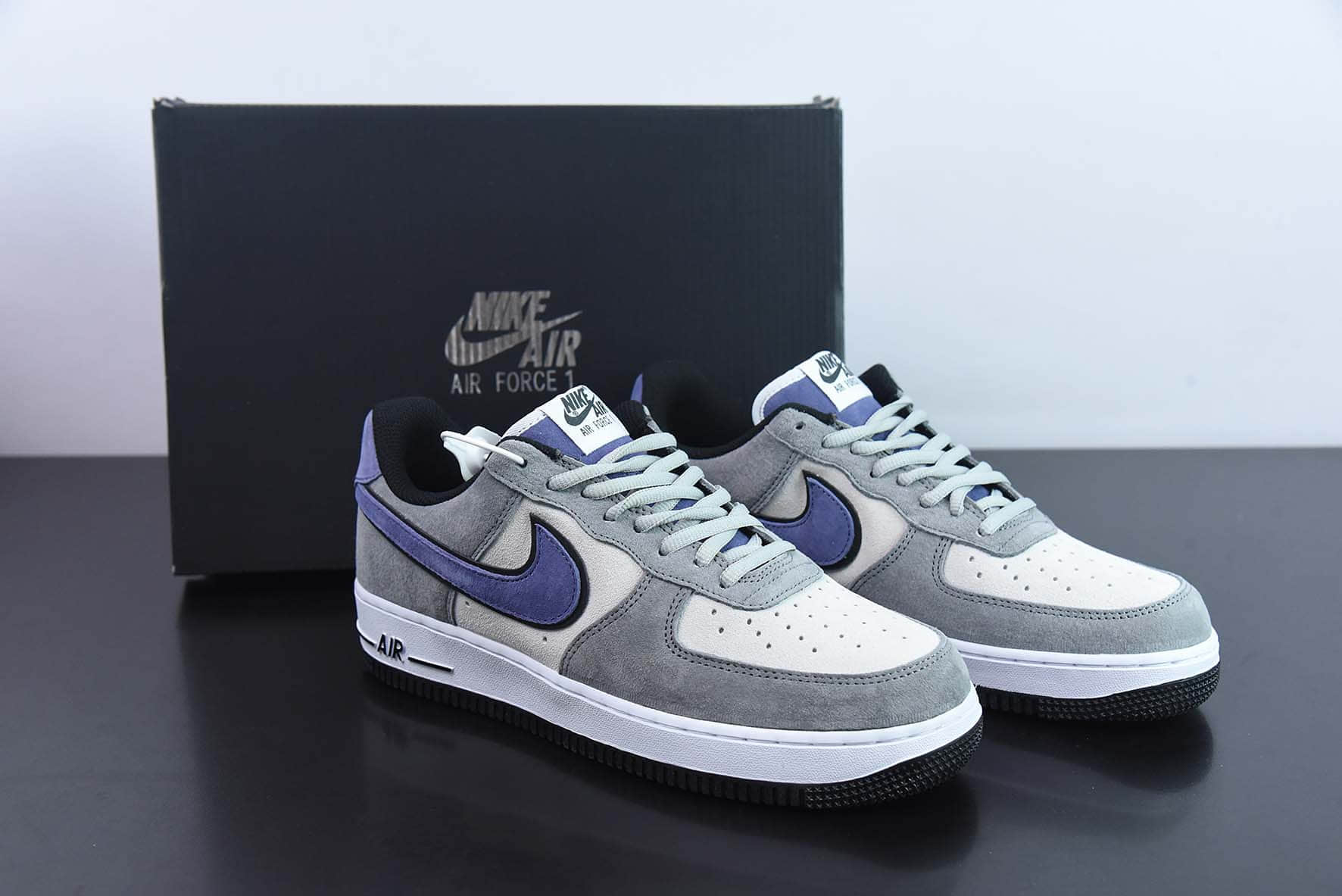 耐克Nike Air Force 1 Low ’07 灰紫勾麂皮空军一号低帮休闲板鞋纯原版本 货号：HH9636-056