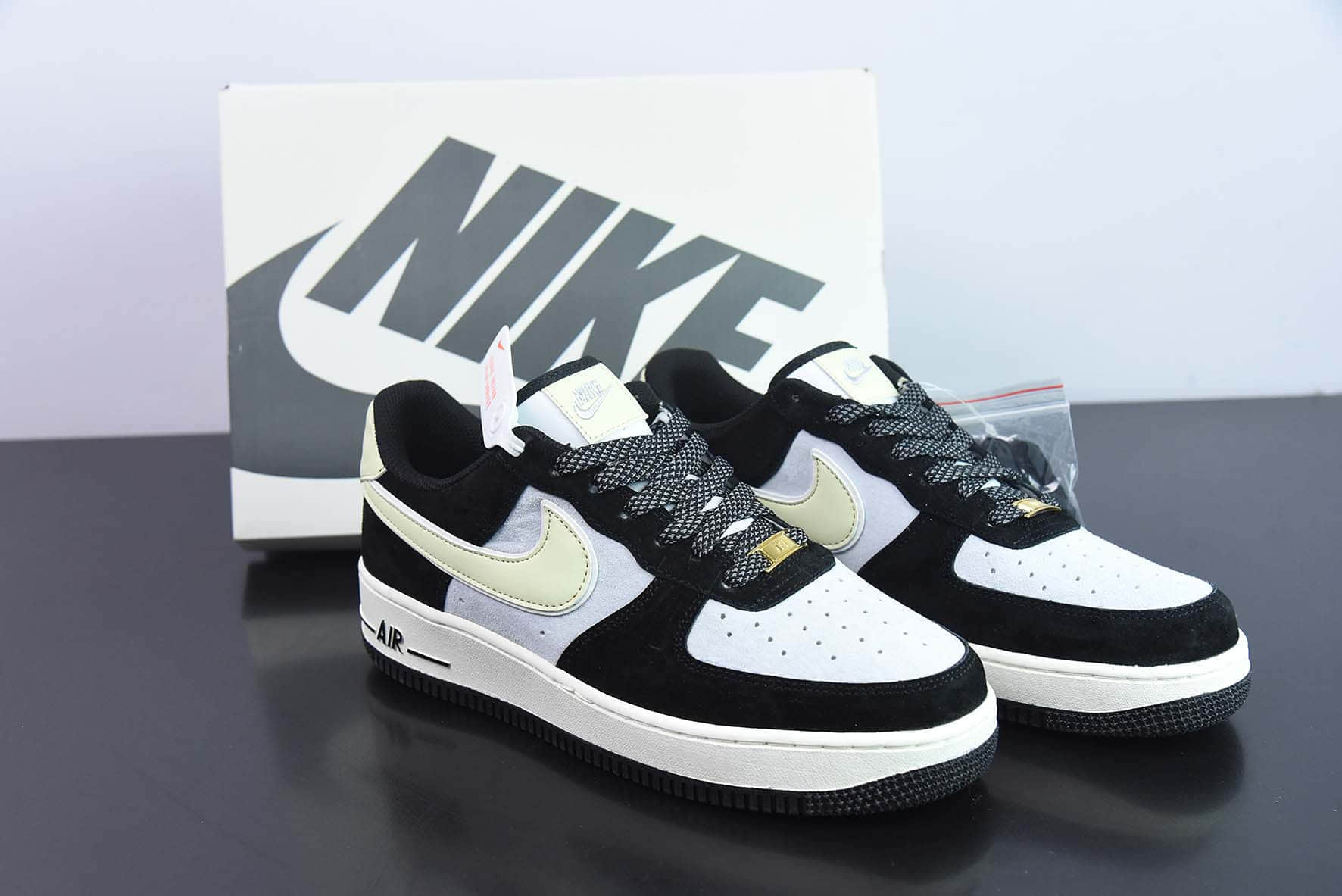 耐克NIke Air Force 1 '07 Low黑灰麂皮奶油空军一号低帮休闲板鞋纯原版本 货号:DE0023-806