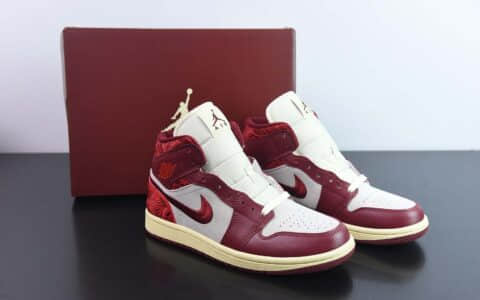 乔丹Air Jordan 1 Mid AJ1乔1酒红刺绣中帮文化篮球鞋纯原版本 货号：DZ2820-601