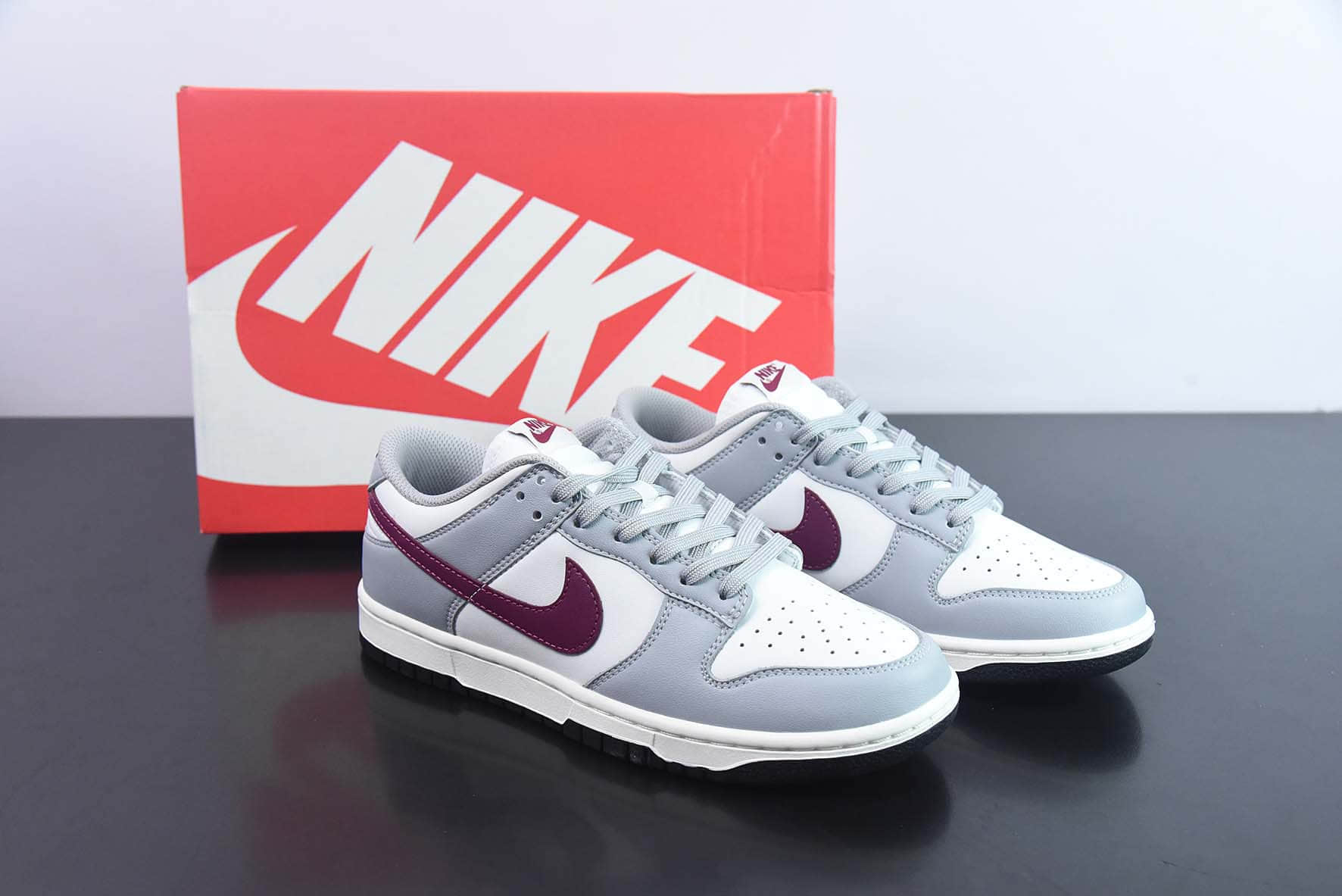 耐克Nike SB Dunk Low RETRO Grey White 灰酒红SB低帮休闲板鞋纯原版本 货号:DD1503-122