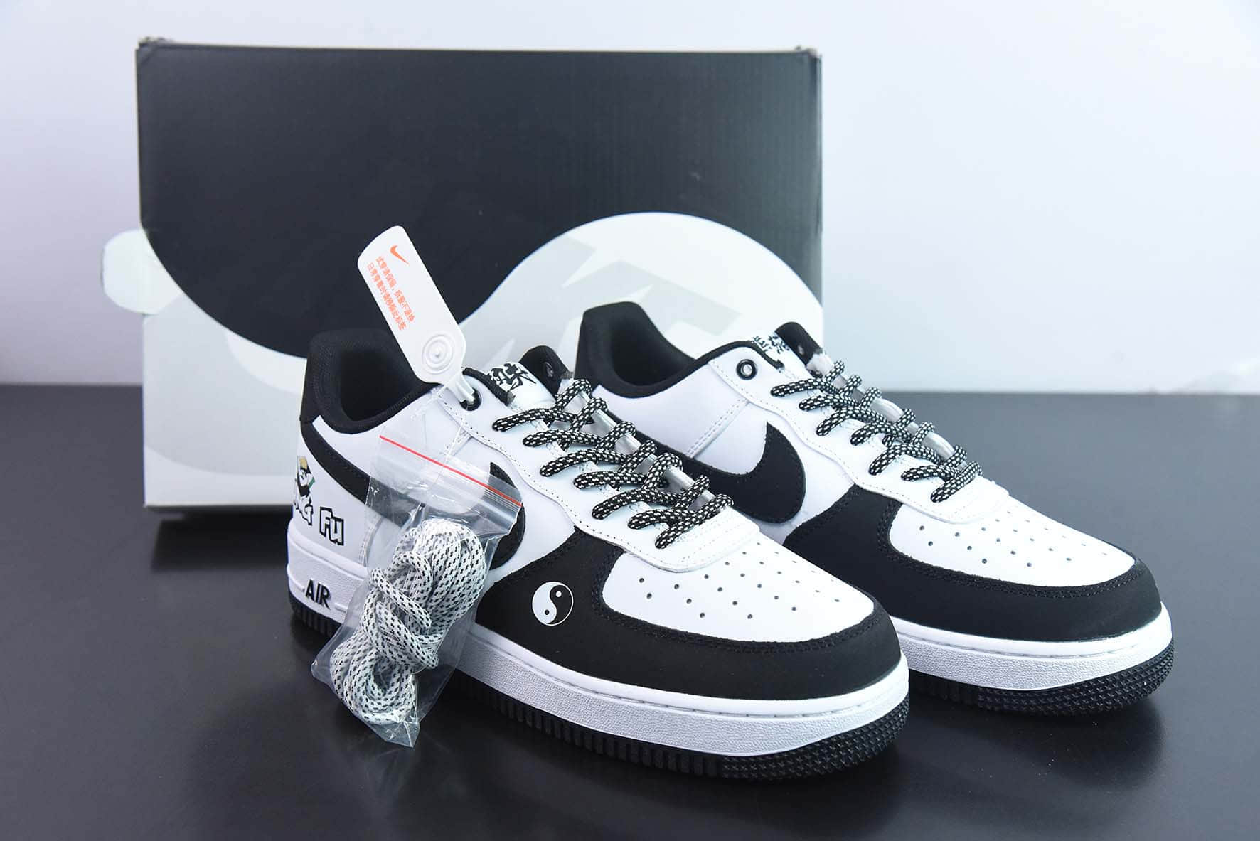 耐克Nike Air Force 1 AF1 黑白太极功夫熊猫空军一号低帮休闲板鞋纯原版本 货号:BS9055-701