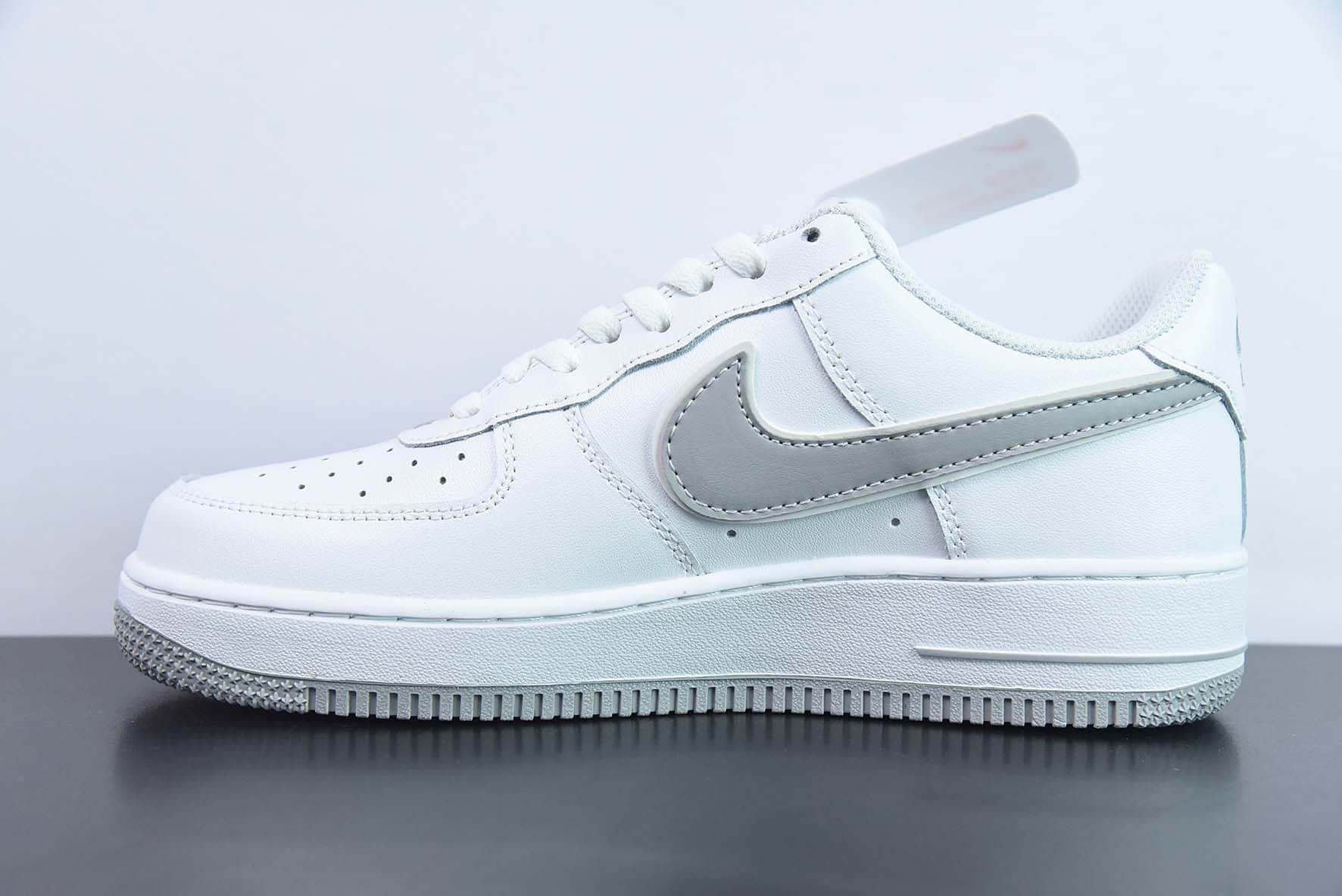 耐克Nike Air Force 1灰白刺绣小勾空军一号低帮休闲运动板鞋纯原版本 货号:CV5696-961