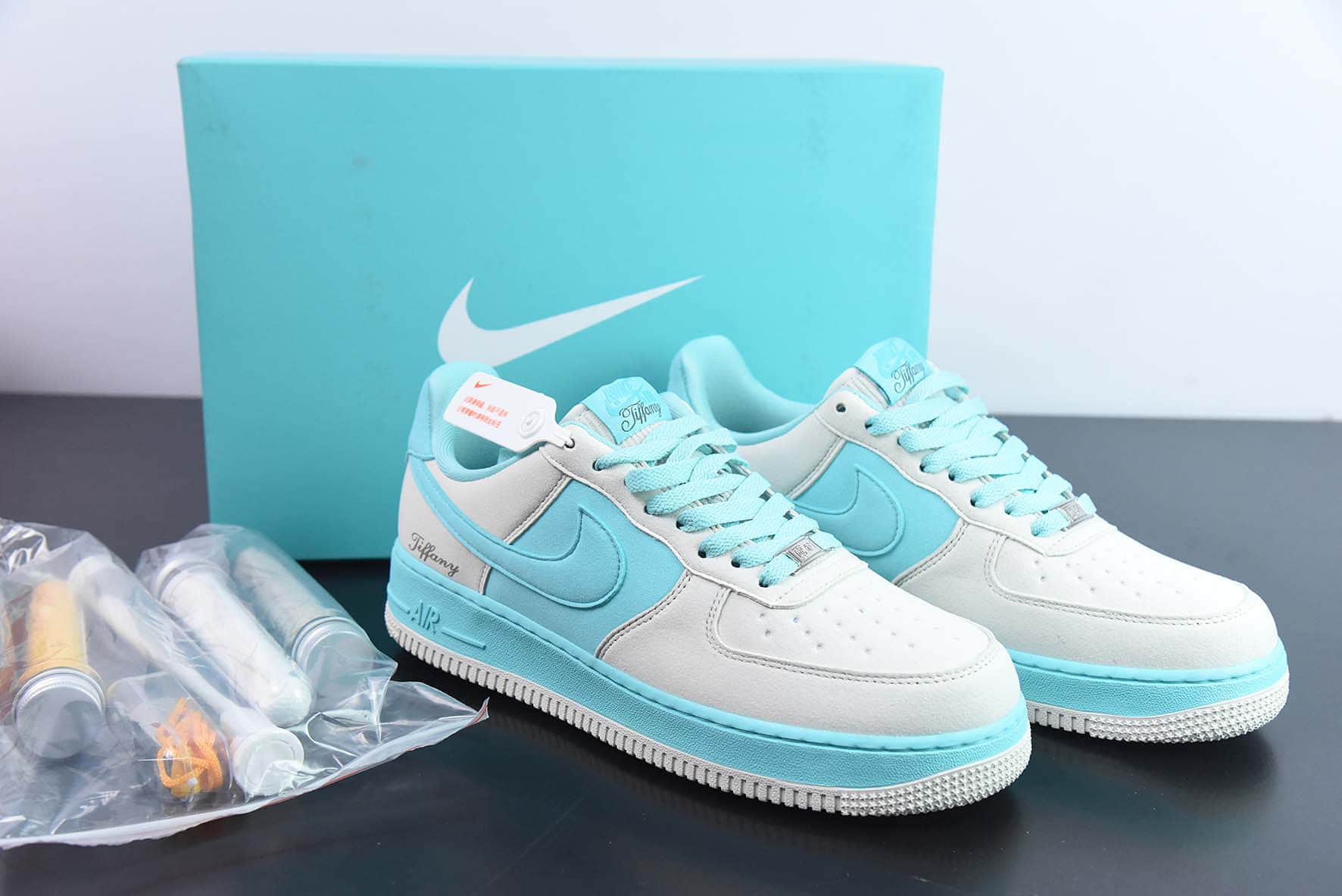 耐克Nike X TIFFANY & CO.AIR Force 1 1837蒂芙尼联名蓝灰空军一号低帮百搭休闲运动板鞋纯原版本 货号:DZ1382-003