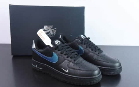 耐克Nike Air Force 1’07 LowBlack Blue Lightning皮革黑镭射蓝太空银小钩空军一号经典低帮百搭休闲运动板鞋纯原版本 货号：FD0654-001