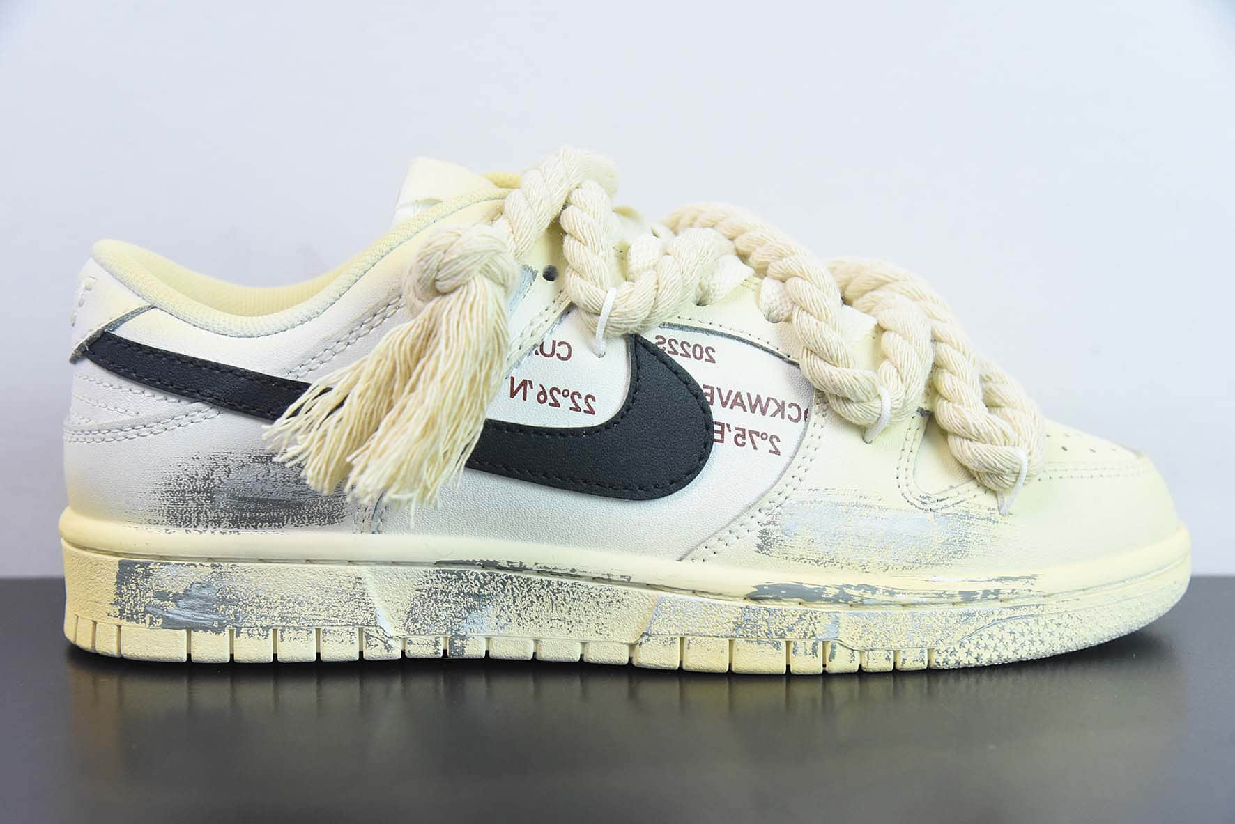 耐克Nike Dunk LowWhiteSail' 热浪制造氧化做旧麻绳绑带浸染沙漠米白色低帮板鞋纯原版本 货号:DD1503-121