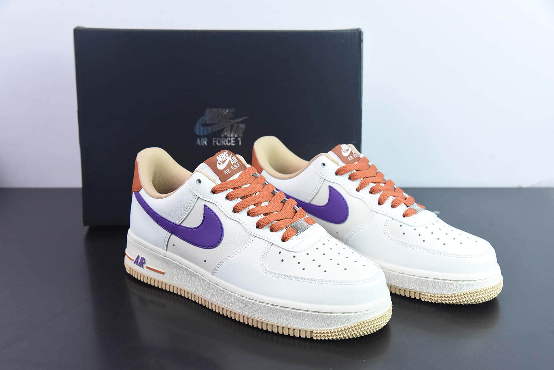 耐克Nike Air Force 1 米白紫橙空军一号低帮运动休闲板鞋纯原版本 货号:YY3188-102