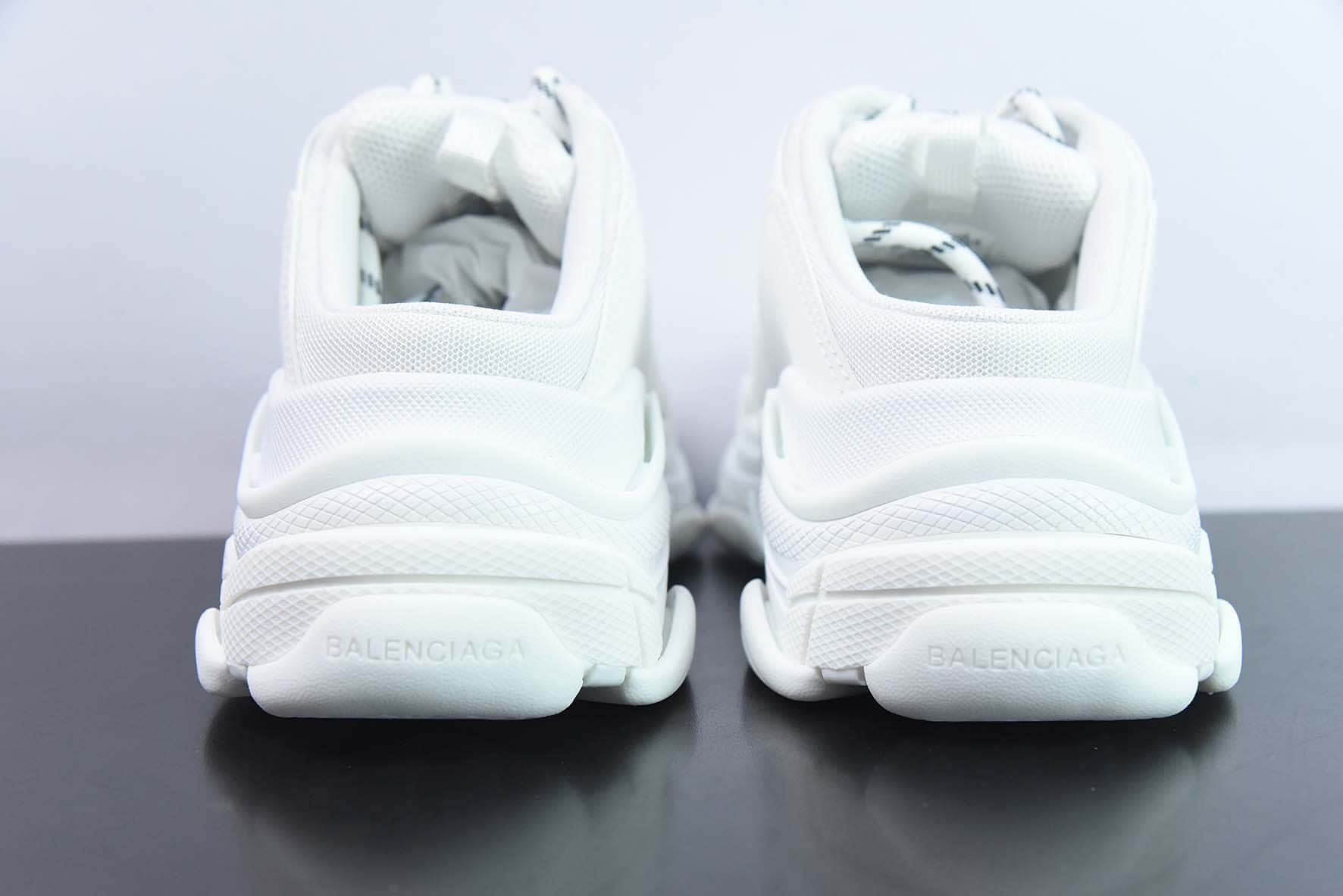 巴黎世家BALENCIAGA Track Mule Clear Sole Sneakers 白半拖复古野跑姥爹包头露跟半拖百搭慢跑鞋纯原版本 货号:653814 W2FA6 9710