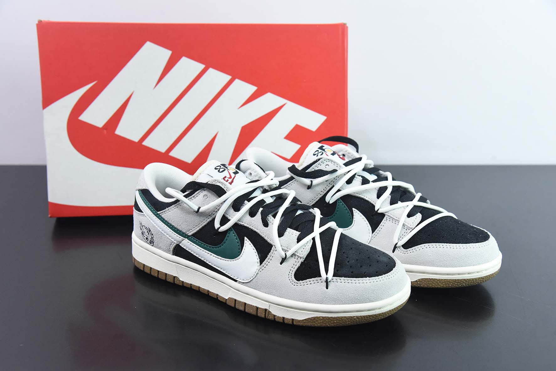 耐克Nike SB Dunk Low 85 白绿双勾绑带 SB低帮运动休闲板鞋纯原版本 货号:DO9457-134