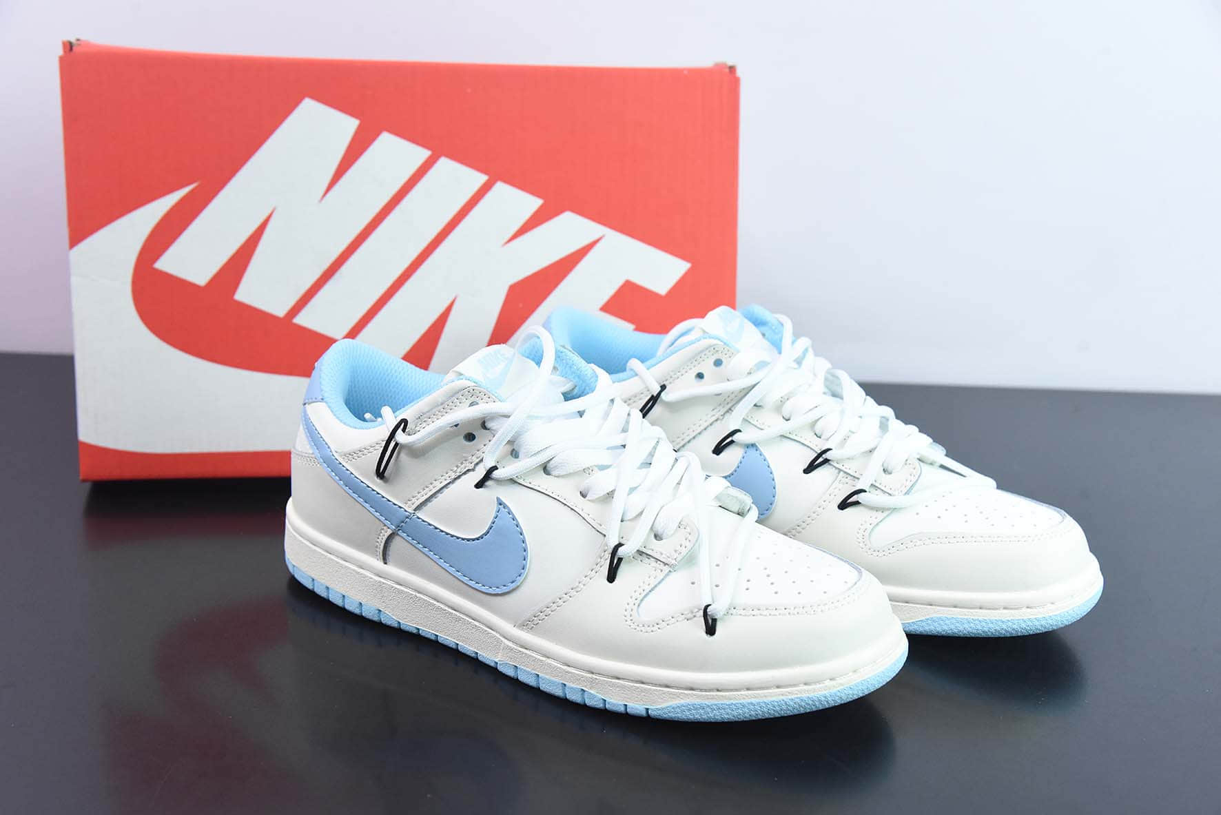 耐克Nike SB Dunk LowGreenBeige白蓝绑绳解构风系列低帮休闲运动滑板板鞋纯原版本 货号:DD1503-123