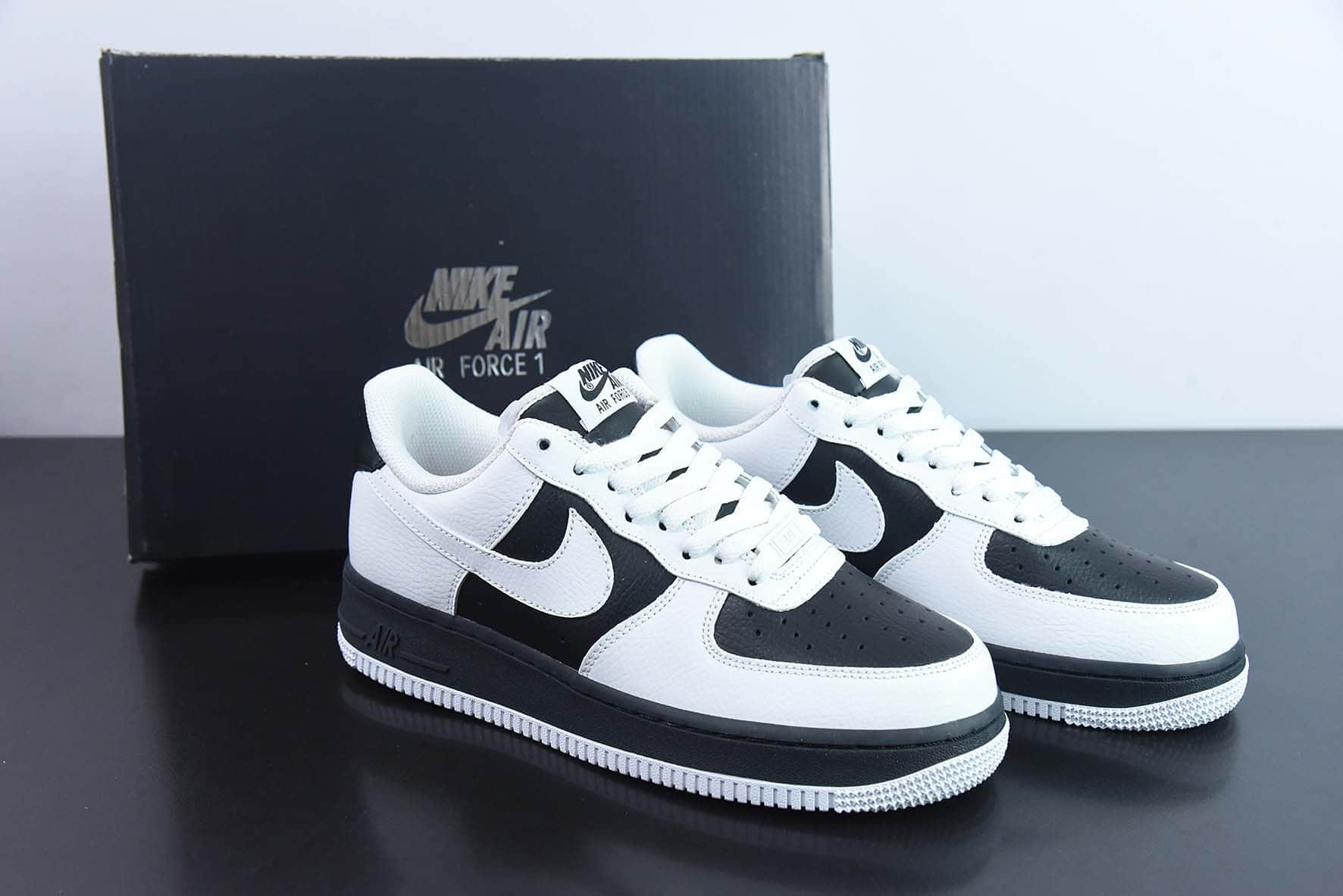 耐克Nike Air Force 1'07 LowWhiteBlackPanda皮革翻转白黑熊猫空军一号低帮休闲板鞋纯原版本 货号:JP6516-811