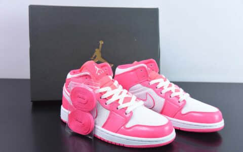 乔丹Air Jordan 1 Mid AJ1 白粉脚趾中帮篮球鞋纯原版本 货号:555112-611