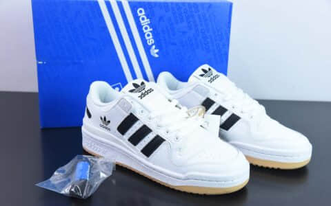 阿迪达斯Adidas Originals Forum 84 Low皮革白黑生胶底罗马系列魔术贴低帮复古系带百搭休闲运动板鞋纯原版本 货号：HP9088