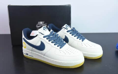 耐克Nike Air Force 1'07 LowMilky WhiteNavyYellow皮革米白海军蓝黄空军一号低帮休闲板鞋纯原版本 货号:XC2351-033