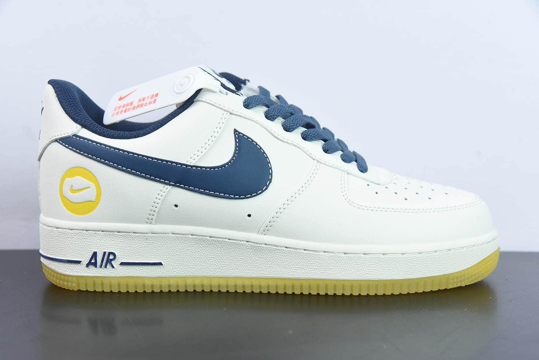 耐克Nike Air Force 1'07 LowMilky WhiteNavyYellow皮革米白海军蓝黄空军一号低帮休闲板鞋纯原版本 货号:XC2351-033