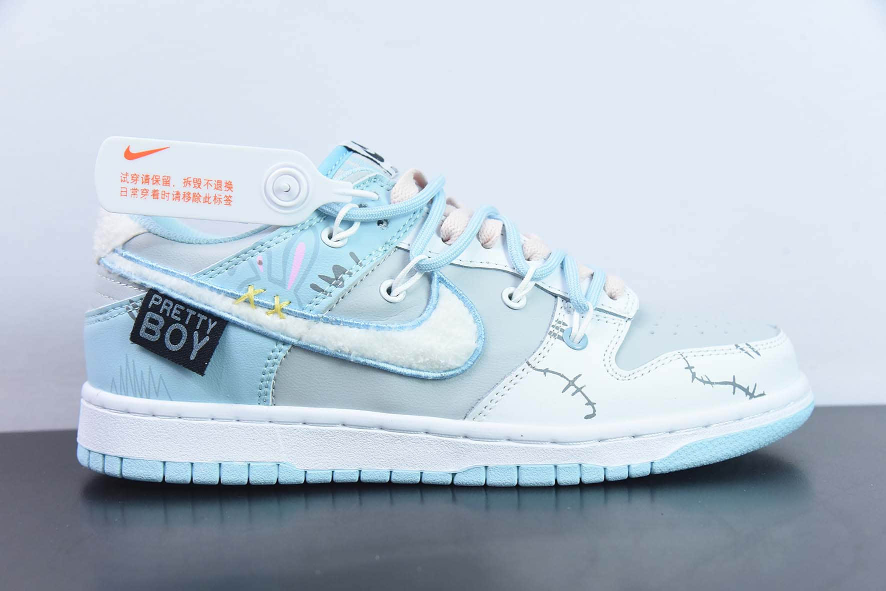 耐克Nike Dunk Low Retro 蓝灰白绒勾绑绳SB低帮休闲滑板鞋纯原版本 货号:FB1871-011