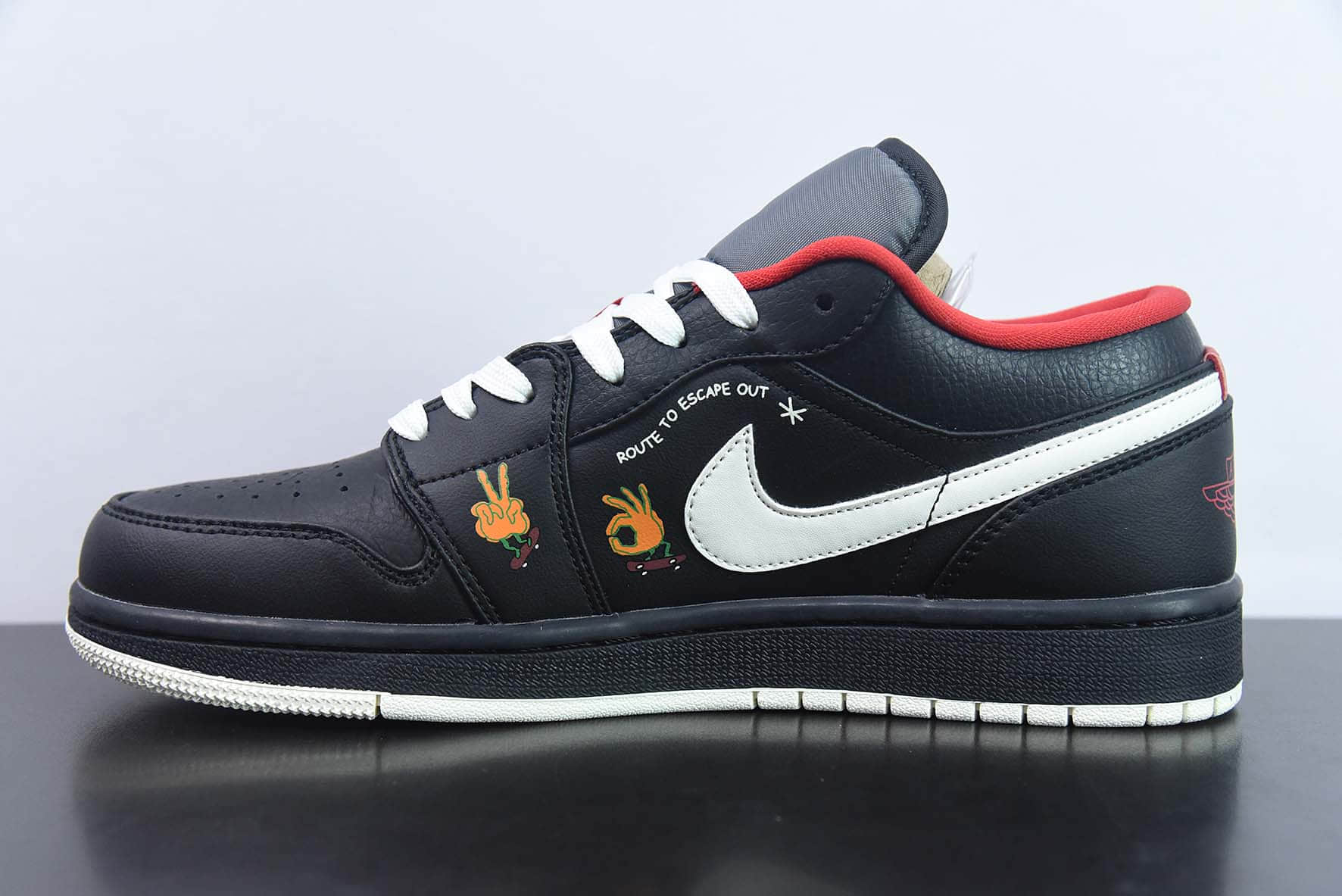 乔丹Air Jordan 1 Low Flaming Swoosh AJ1黑红火焰低帮复古文化篮球鞋纯原版本 货号:FJ7073-010