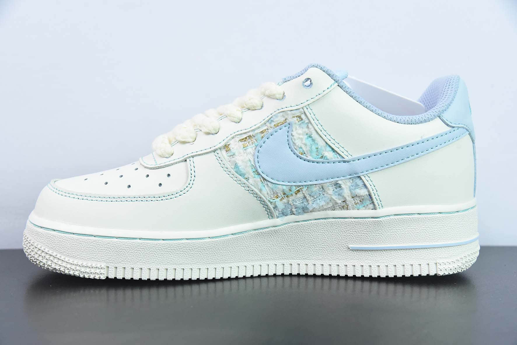 耐克Nike Air Force 1 AF1 米白蓝小香风空军一号低帮休闲板鞋纯原版本 货号:FJ7740-015